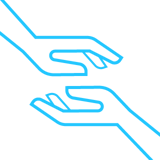 Icon of two hands reaching toward each other, representing Welplan’s Death in Service benefit